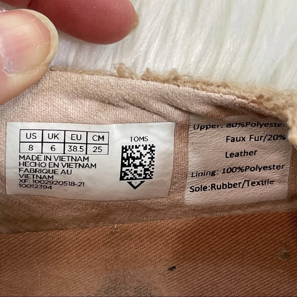Toms Sunset Faux Shearling Slip On Sneakers size 8
